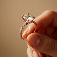 2.75 Ct Oval Cut Moissanite Heirloom Inspired Ring Rose Gold