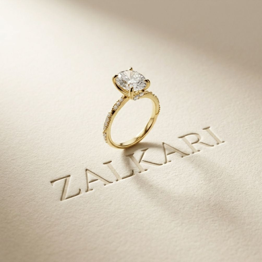 2.75 Ct Oval Cut Moissanite Heirloom Inspired Ring Gold