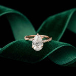 2.70 Ct Pear Cut Moissanite Luxe Pavé Ring Rose Gold