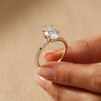 2.70 Ct Pear Cut Moissanite Luxe Pavé Ring Rose Gold