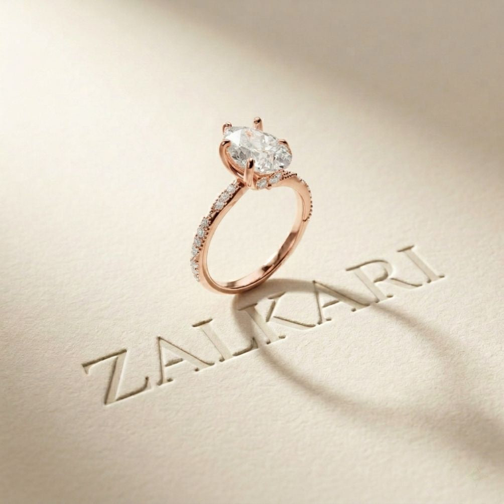 2.70 Ct Pear Cut Moissanite Luxe Pavé Ring Rose Gold