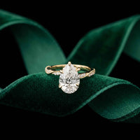 2.70 Ct Pear Cut Moissanite Luxe Pavé Ring Gold