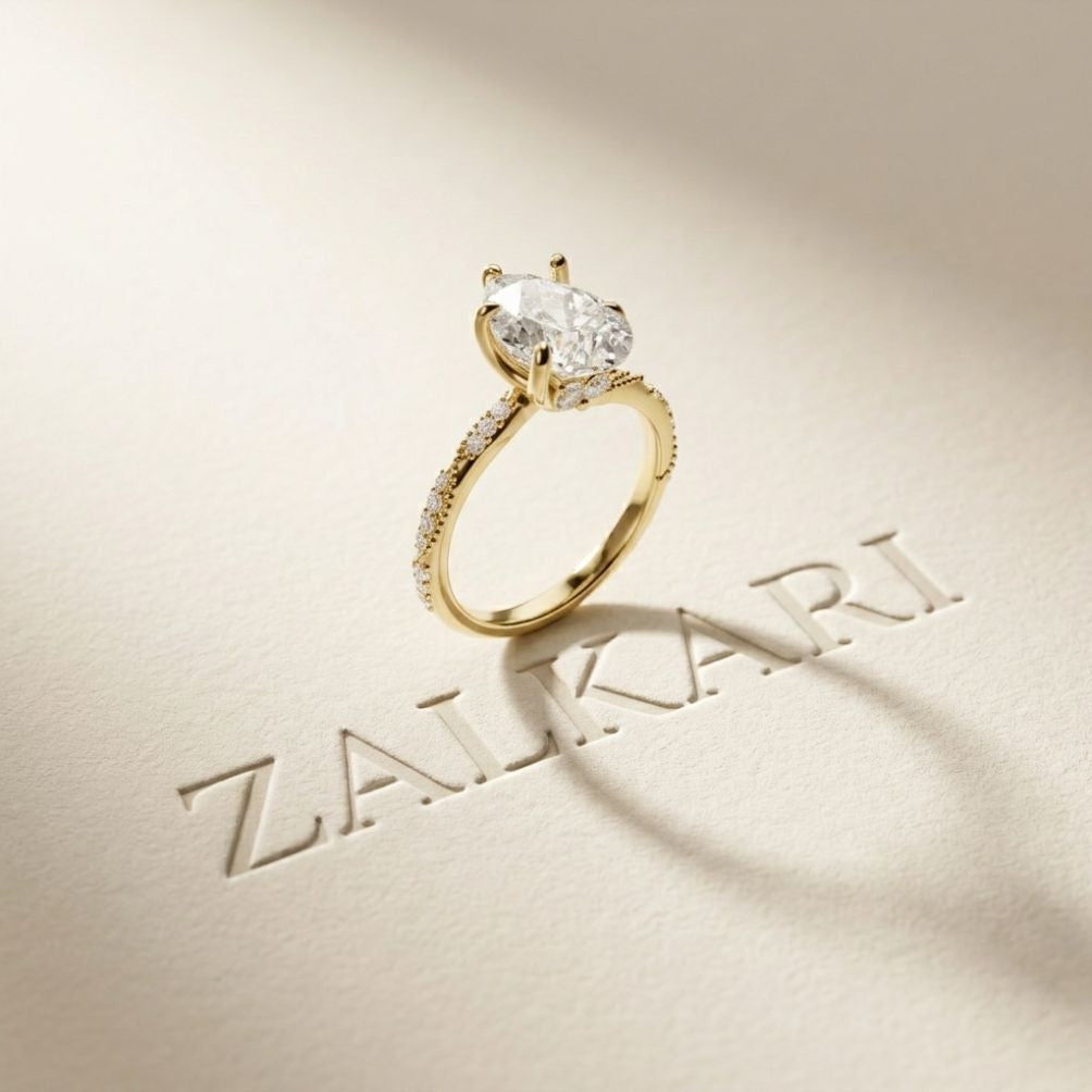 2.70 Ct Pear Cut Moissanite Luxe Pavé Ring Gold