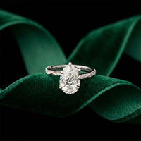 2.70 Ct Pear Cut Moissanite Luxe Pavé Ring White