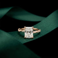 3.35 Ct Radiant Cut Moissanite Vintage Inspired Engagement Ring Rose Gold