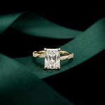 3.35 Ct Radiant Cut Moissanite Vintage Inspired Engagement Ring Gold