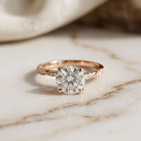 2.85 Ct Round Cut Moissanite Elegant Pavé Ring Rose Gold
