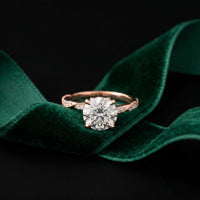 2.85 Ct Round Cut Moissanite Elegant Pavé Ring Rose Gold
