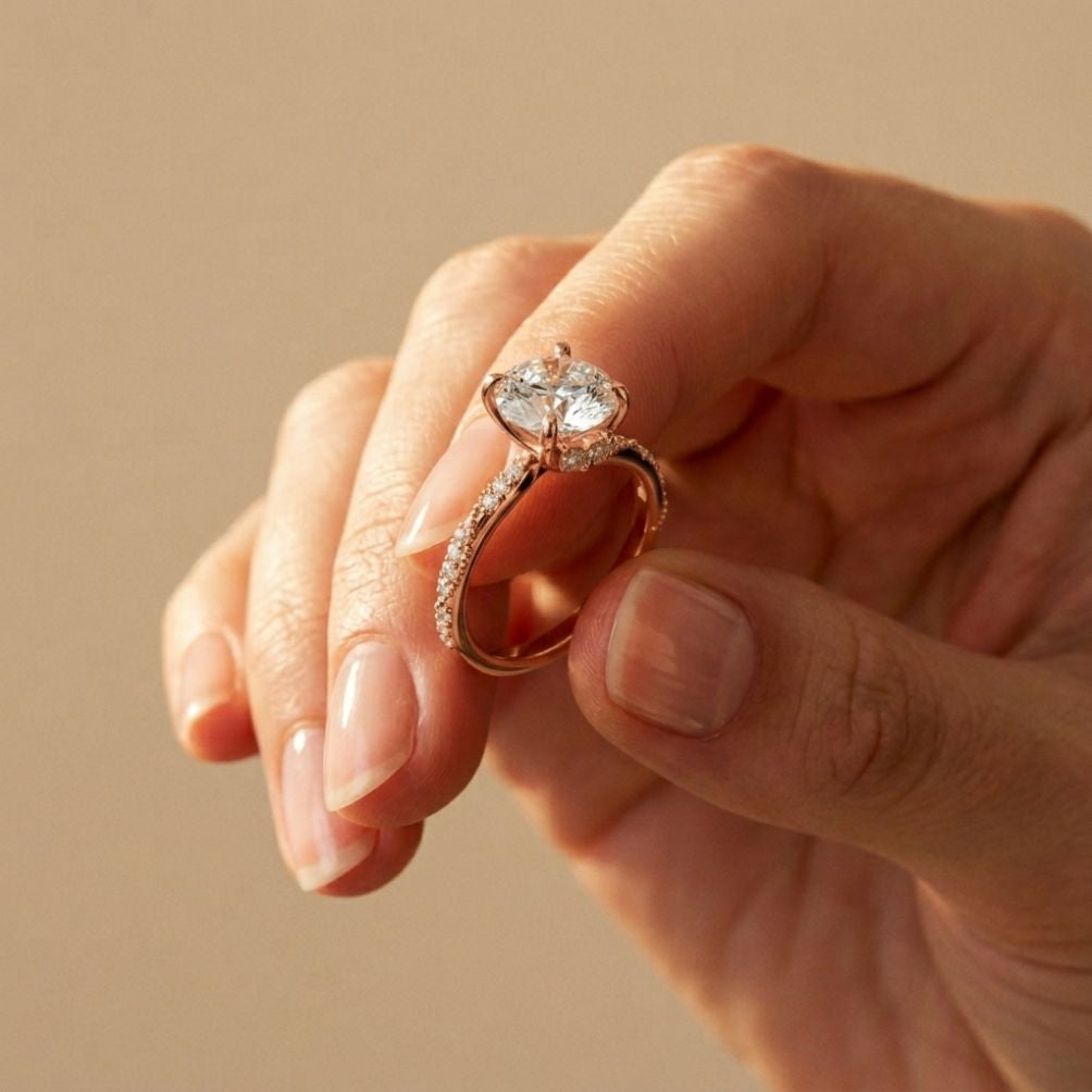 2.85 Ct Round Cut Moissanite Elegant Pavé Ring Rose Gold