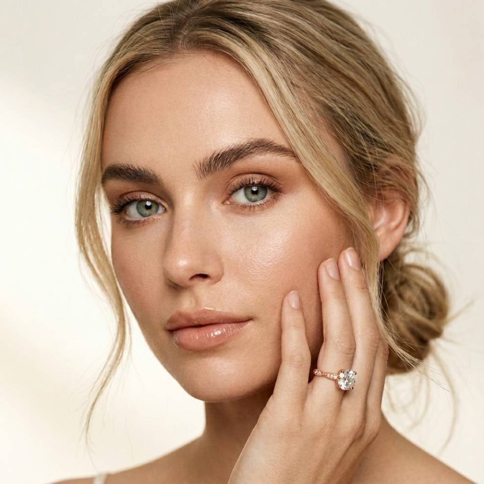 2.85 Ct Round Cut Moissanite Elegant Pavé Ring Rose Gold
