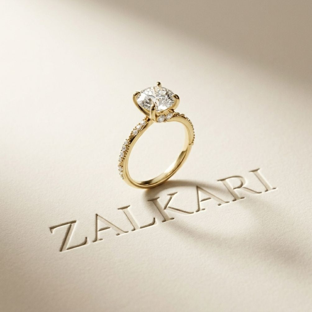 2.85 Ct Round Cut Moissanite Elegant Pavé Ring Gold