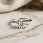 2.85 Ct Round Cut Moissanite Elegant Pavé Ring White