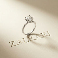 2.85 Ct Round Cut Moissanite Elegant Pavé Ring White