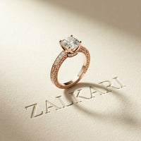 2.00 Ct Cushion Cut Moissanite Vintage Filigree Accent Ring Rose Gold