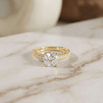 2.00 Ct Cushion Cut Moissanite Vintage Filigree Accent Ring Gold