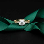 2.00 Ct Cushion Cut Moissanite Vintage Filigree Accent Ring Gold