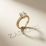 2.00 Ct Cushion Cut Moissanite Vintage Filigree Accent Ring Gold