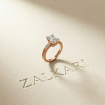 2.30 Ct Emerald Cut Moissanite Ornate Gallery Ring Rose Gold