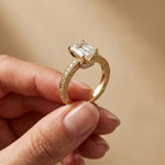 2.30 Ct Emerald Cut Moissanite Ornate Gallery Ring Gold