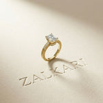 2.30 Ct Emerald Cut Moissanite Ornate Gallery Ring Gold