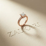 2.35 Ct Princess Cut Moissanite Antique Detail Ring Rose Gold