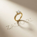 2.35 Ct Princess Cut Moissanite Antique Detail Ring Gold