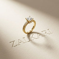 2.35 Ct Princess Cut Moissanite Antique Detail Ring Gold