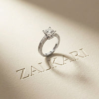 2.35 Ct Princess Cut Moissanite Antique Detail Ring White