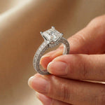 2.35 Ct Princess Cut Moissanite Antique Detail Ring White