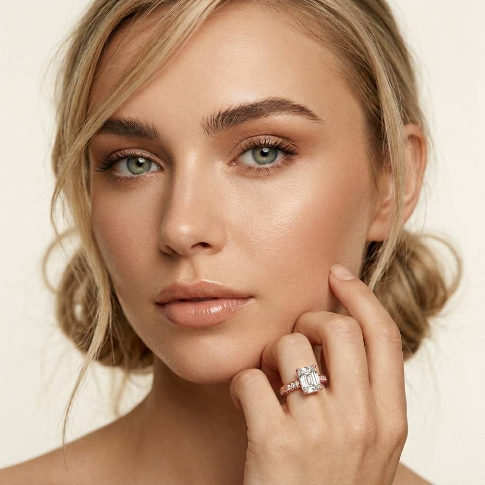 2.20 Ct Radiant Cut Moissanite Regal Vintage Ring Rose Gold