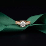 2.20 Ct Round Cut Moissanite Artisan Engraved Ring Rose Gold