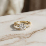 2.20 Ct Round Cut Moissanite Artisan Engraved Ring Gold