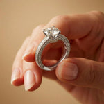2.20 Ct Round Cut Moissanite Artisan Engraved Ring White