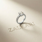 2.20 Ct Round Cut Moissanite Artisan Engraved Ring White