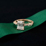 2.45 Ct Emerald Cut Moissanite Vintage Accent Ring Rose Gold