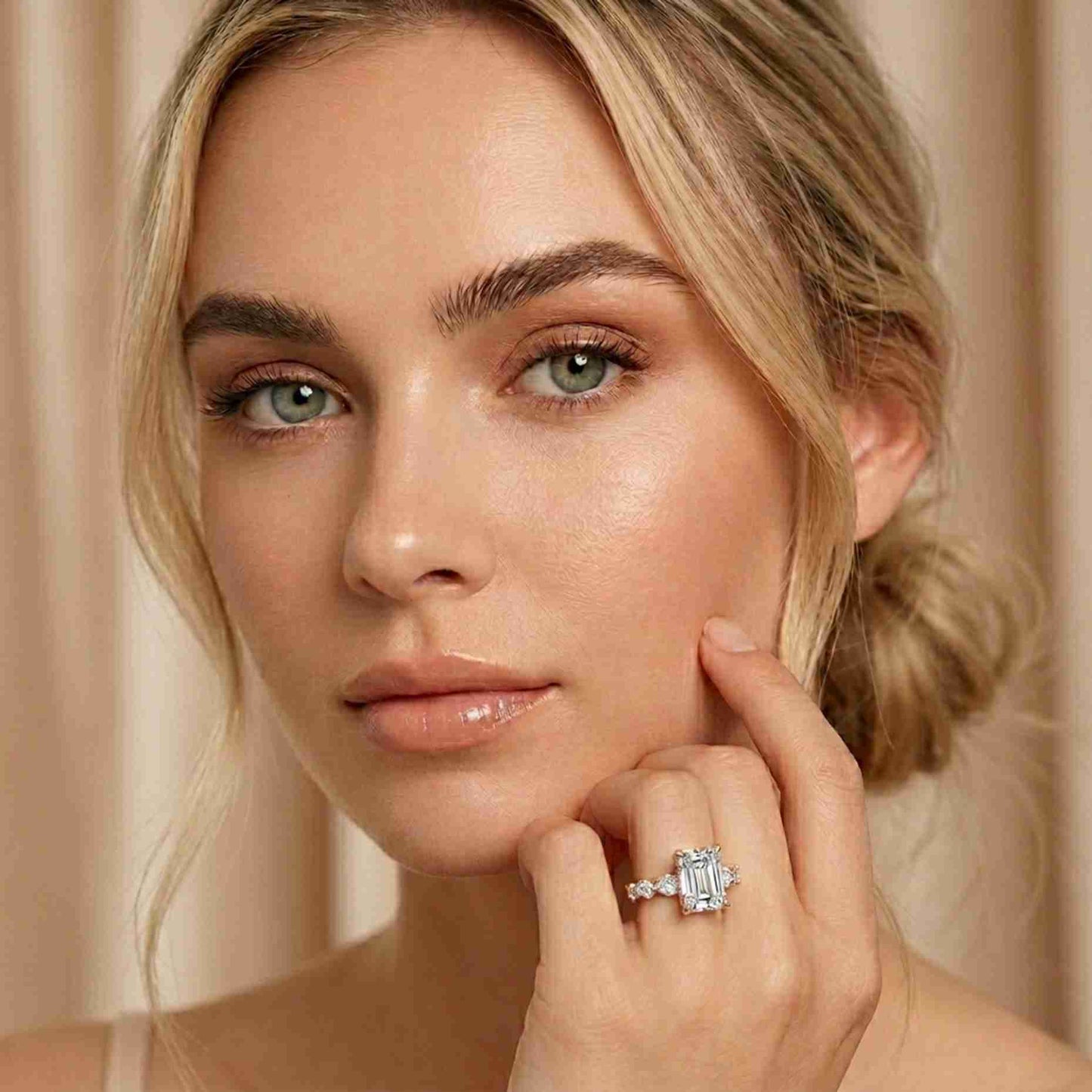 2.45 Ct Emerald Cut Moissanite Vintage Accent Ring Rose Gold