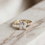 2.45 Ct Emerald Cut Moissanite Vintage Accent Ring Gold