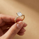 2.45 Ct Emerald Cut Moissanite Vintage Accent Ring Gold
