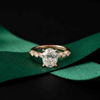 2.00 Ct Oval Cut Moissanite Vintage Cluster Ring Rose Gold