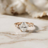 2.00 Ct Oval Cut Moissanite Vintage Cluster Ring Rose Gold