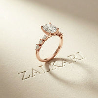 2.00 Ct Oval Cut Moissanite Vintage Cluster Ring Rose Gold