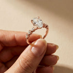 2.00 Ct Oval Cut Moissanite Vintage Cluster Ring Rose Gold