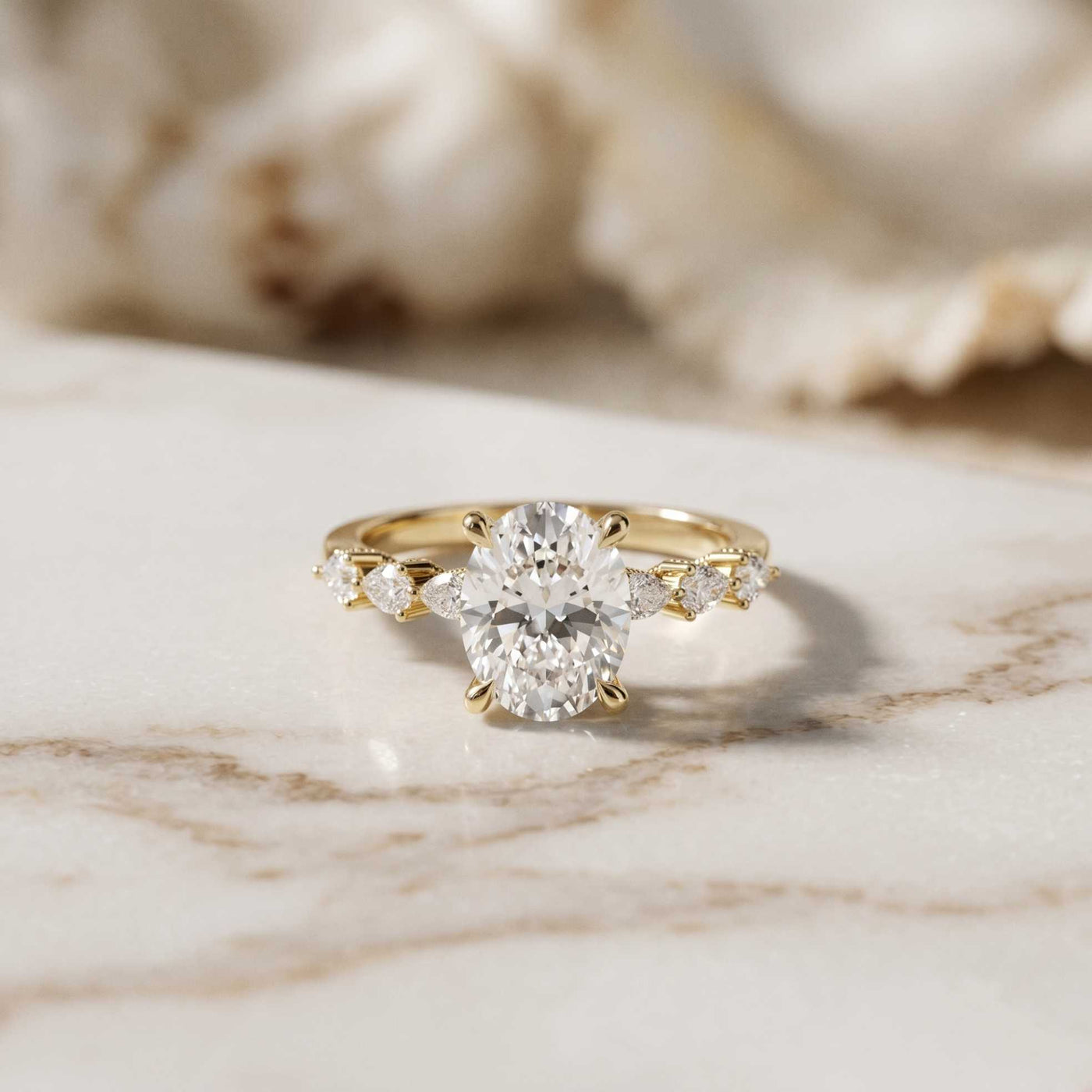 2.00 Ct Oval Cut Moissanite Vintage Cluster Ring Gold