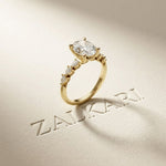 2.00 Ct Oval Cut Moissanite Vintage Cluster Ring Gold