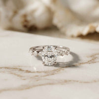 2.00 Ct Oval Cut Moissanite Vintage Cluster Ring White