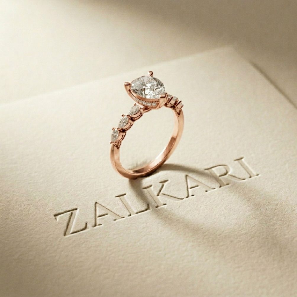 1.95 Ct Pear Cut Moissanite Timeless Vintage Ring Rose Gold