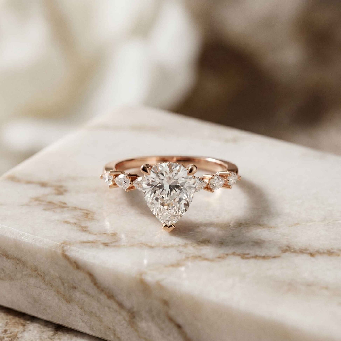 1.95 Ct Pear Cut Moissanite Timeless Vintage Ring Rose Gold