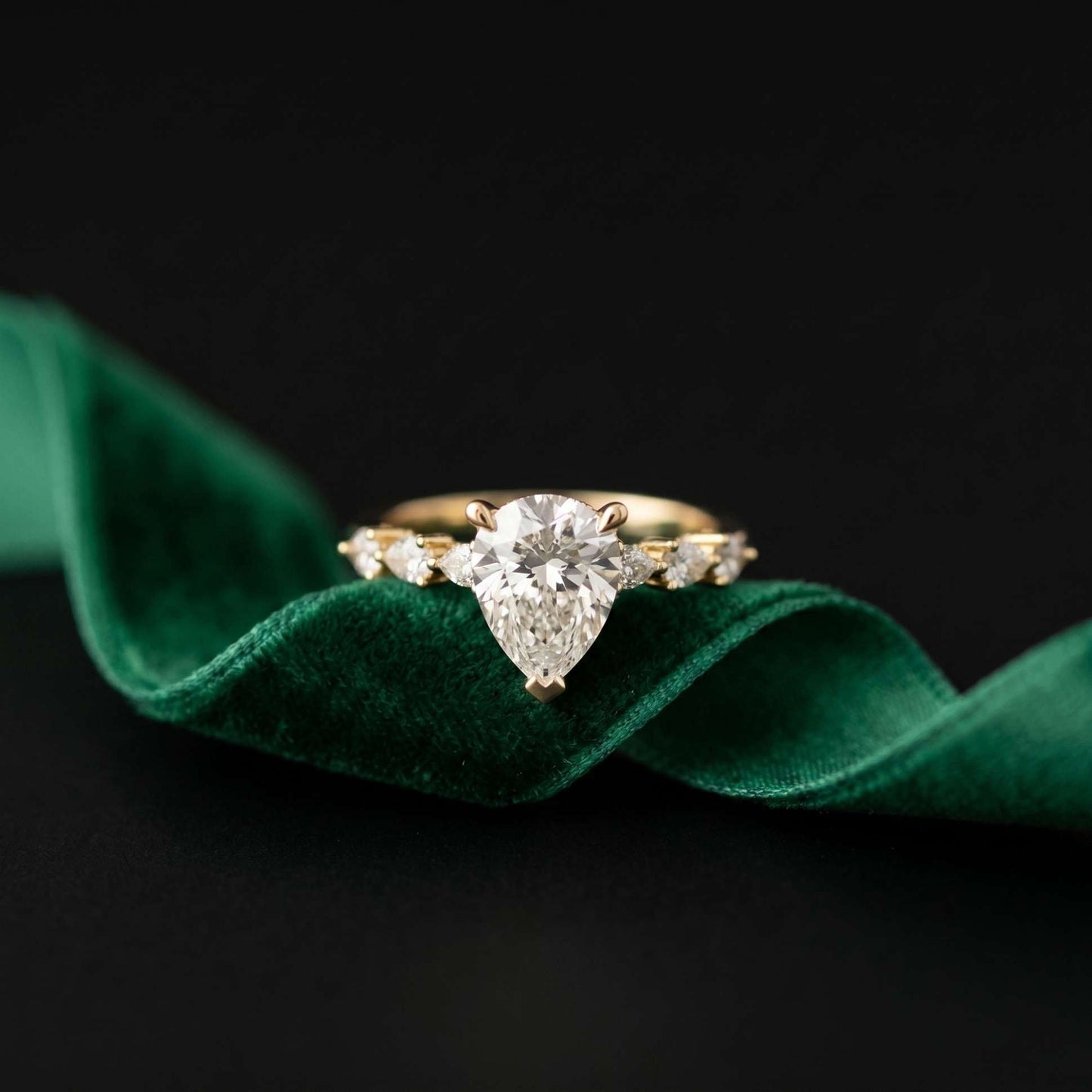 1.95 Ct Pear Cut Moissanite Timeless Vintage Ring Gold