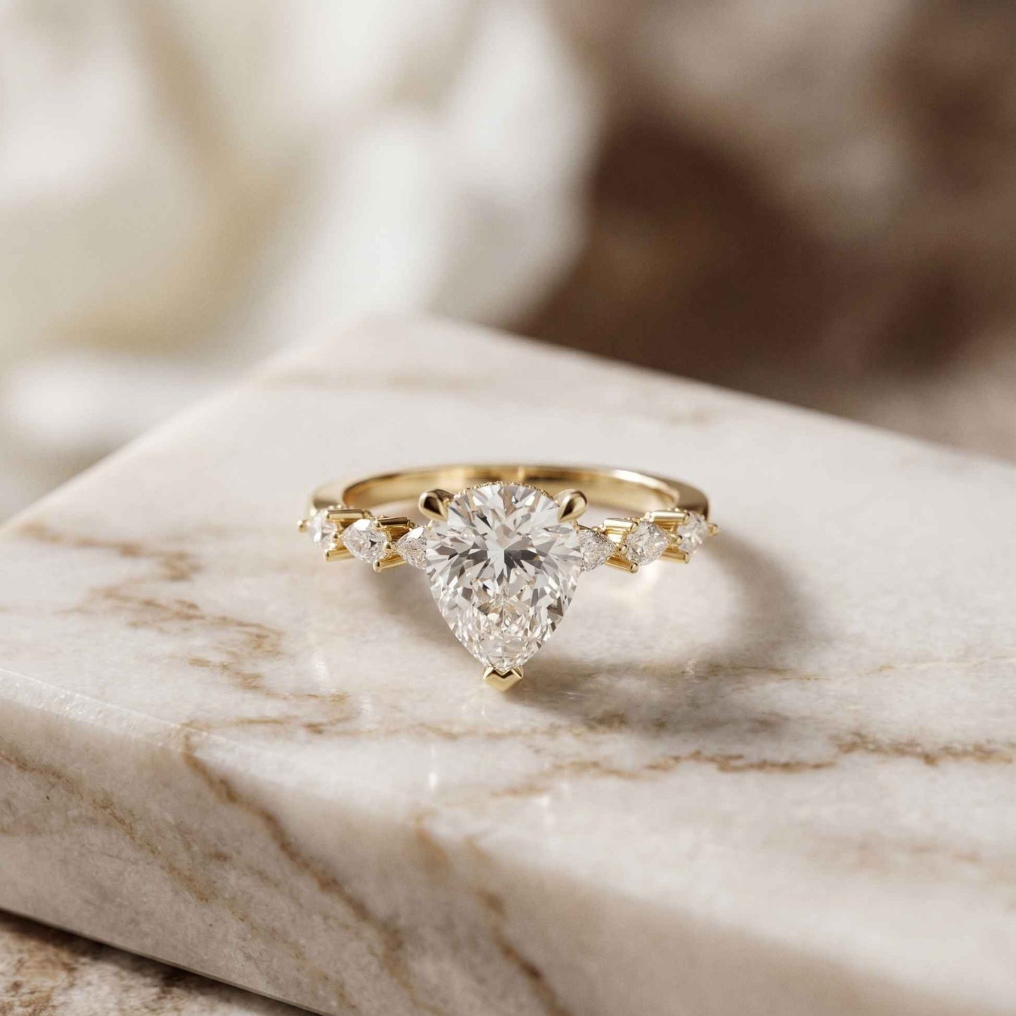 1.95 Ct Pear Cut Moissanite Timeless Vintage Ring Gold