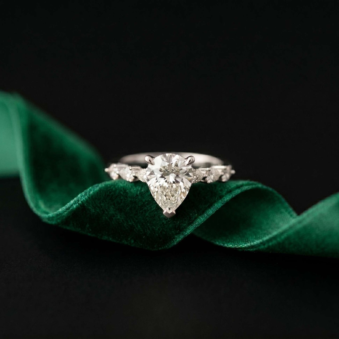 1.95 Ct Pear Cut Moissanite Timeless Vintage Ring White